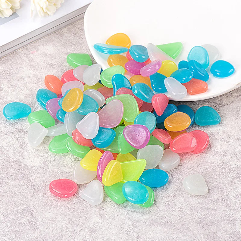 Luminous Pebbles Mix Colorful Glow in The Dark Rocks Outdoor Decor Stones for Fish Tank Planter Garden Yard Walkway Patio