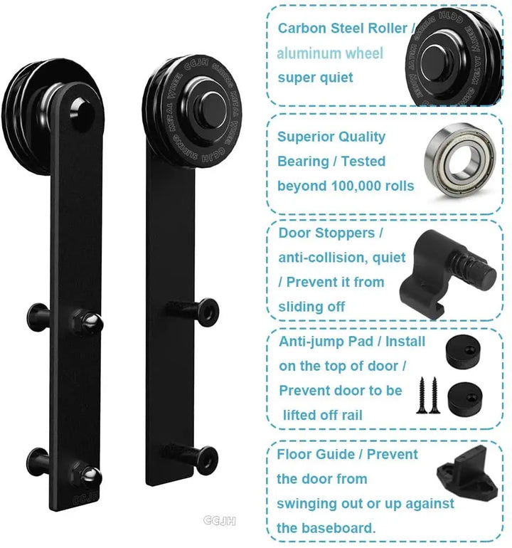 LWZH 4-9.6FT I-Shaped Sliding Barn Door Hardware Kit Slide Heavy Duty Barn Door Black Track System for Single Door