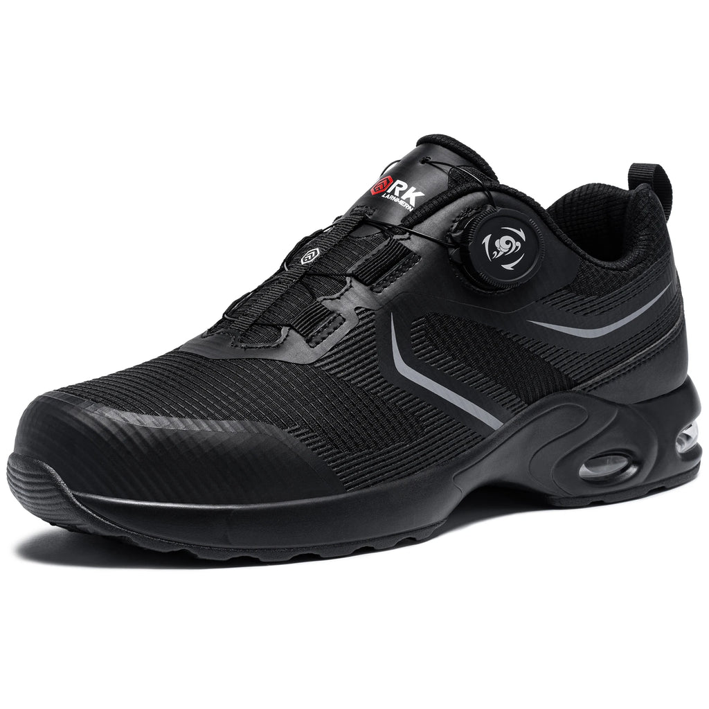 LARNMERN Men's Rotating button Steel Toe Shoes Air Cushioned Safety Shoes Comfortable Breathable To Wear Work Sports Shoes