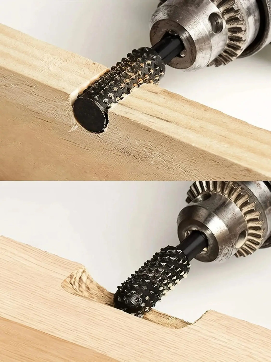 Wood Carving File Rasp Drill Bit, 1/4" 6mm Rotary Rasp Drill Bit Set, Woodworking Rotating Embossed Chisel Shaped Shank Tool
