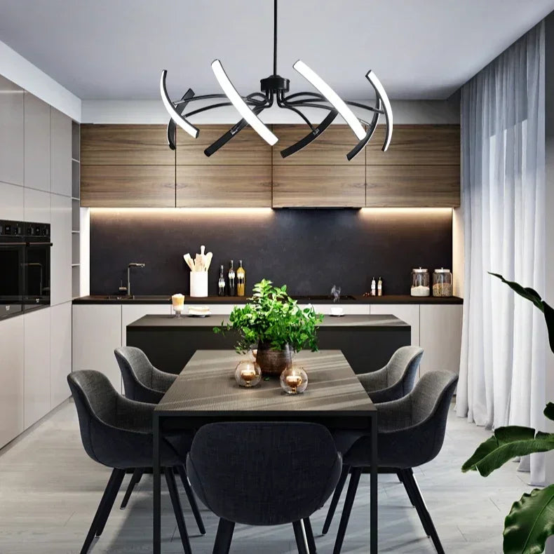 Modern Black Gold Dimming Pendant Light Nordic Creative LED Ceiling Chandeliers For Living Room Home Decor Light Fixtures
