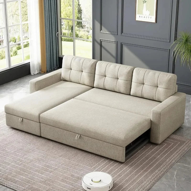 Convertible Sofa Bed with 3 Cushions, Breathable Fabric for Living Room, Apartments, and Offices Furniture.