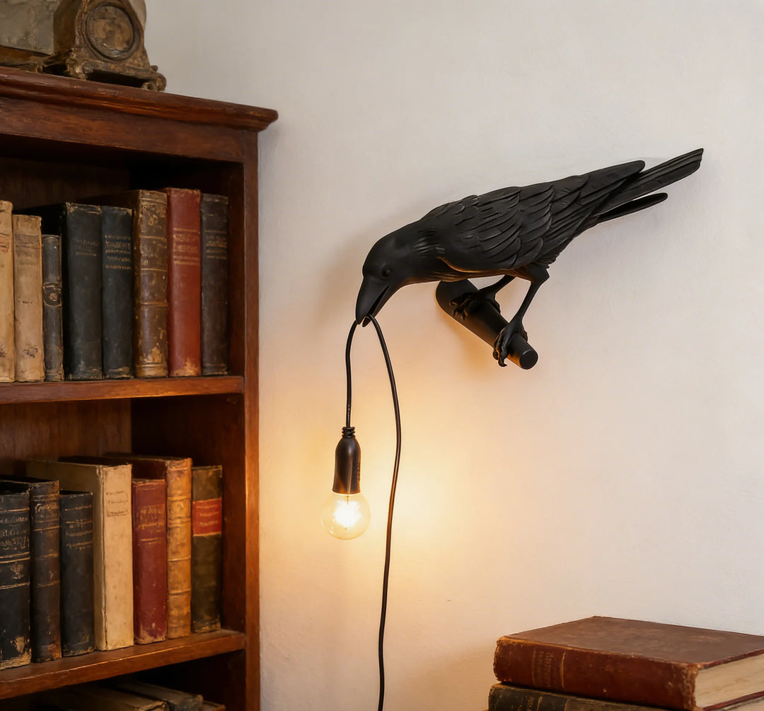 Resin Lucky Bird Crow Wall Lamp Table Lamp Night Light Bedroom Bedside Living Room Wall Lamp Home Decoration(Free bulb)