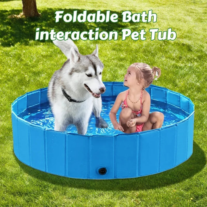 Foldable Bath Tub for Dogs & Cats – 48 Inch Collapsible Pet Pool with Quick-Drain Design, Durable PVC for Puppies/Kids