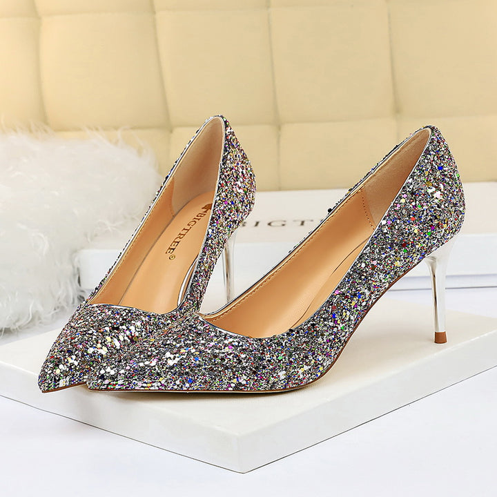 Women 7cm 9.5cm High Heels Bling Pumps Sparkly Heels