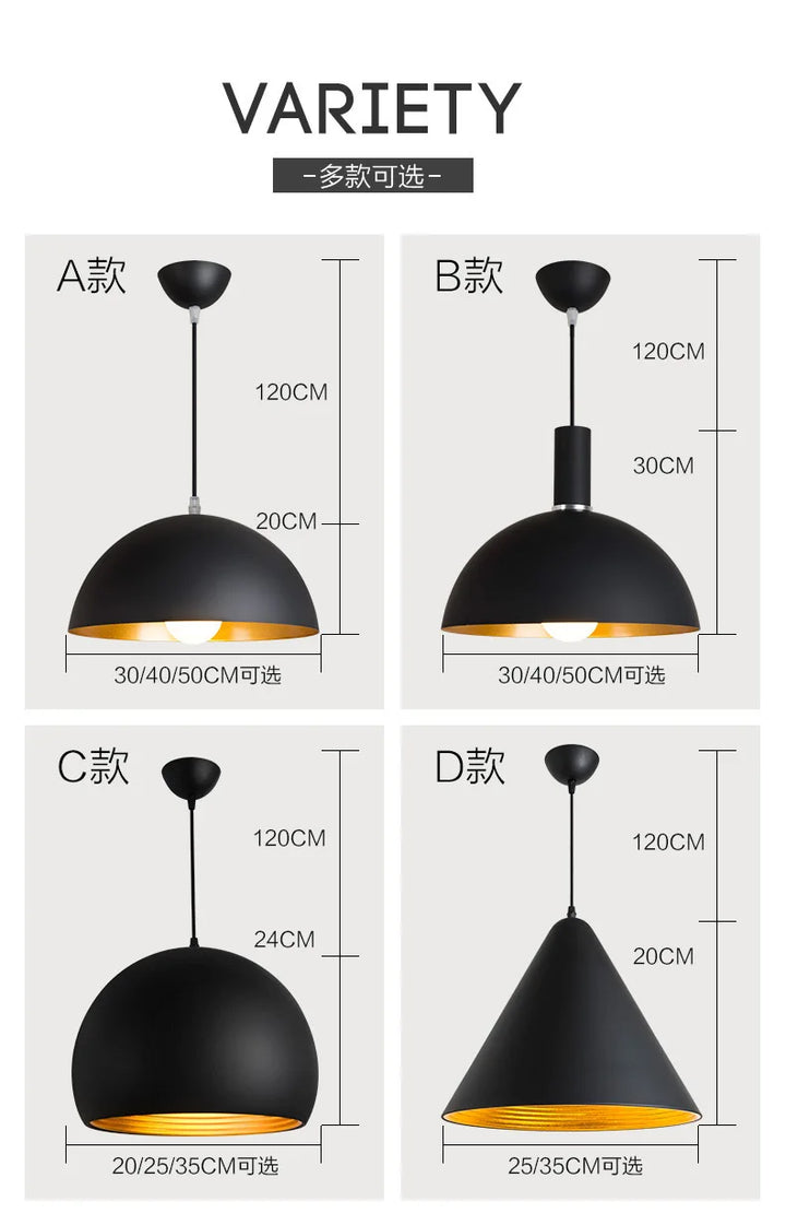 GEW Nordic Retro Industrial Black Ceiling Pendant Lamp E27 Restaurant Dining Table Bar Decorative Pendant Lighting Fixture