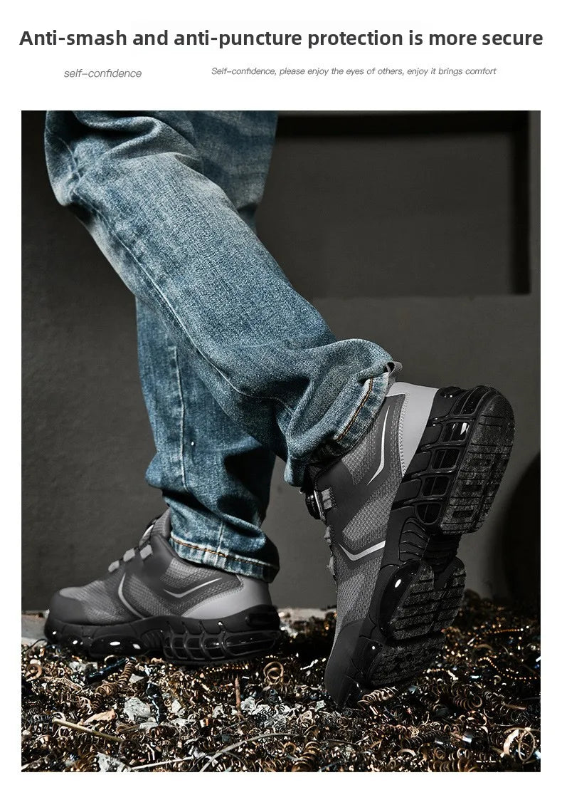 Trendy Steel Toe Shoes Men's Women's Extra Large Size Labor Protection Shoes Anti-impact Lightweight Thick Bottom