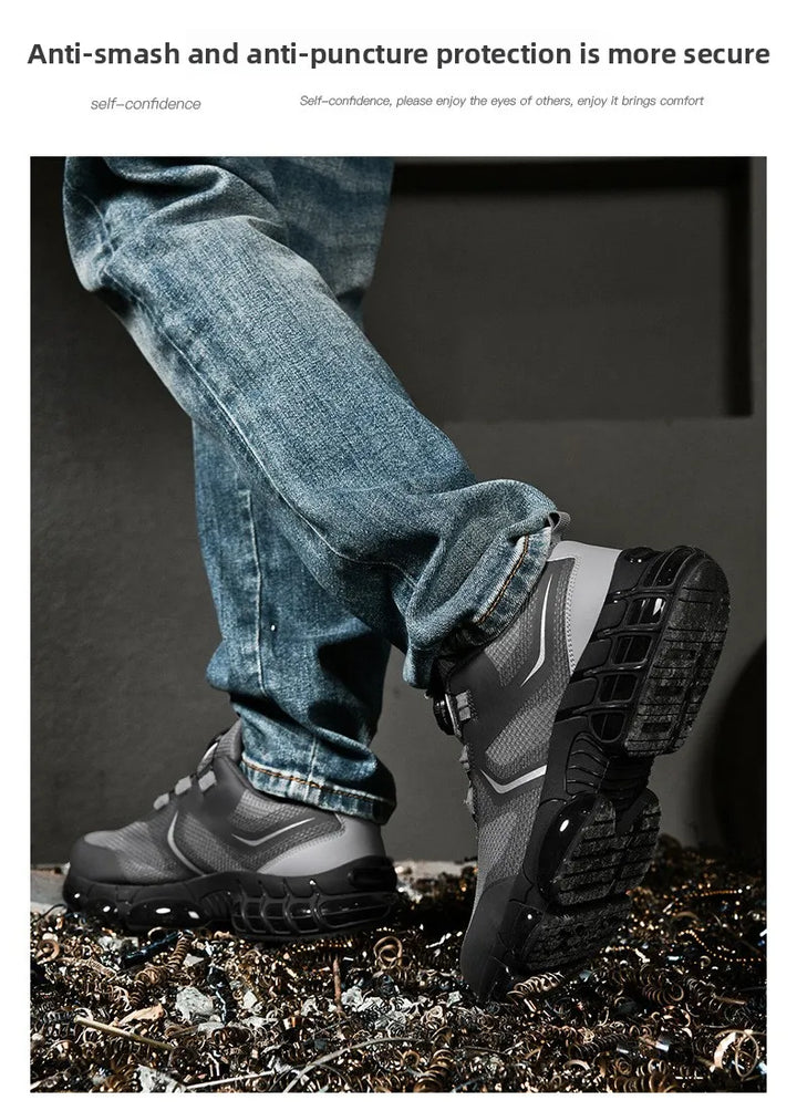 Trendy Steel Toe Shoes Men's Women's Extra Large Size Labor Protection Shoes Anti-impact Lightweight Thick Bottom