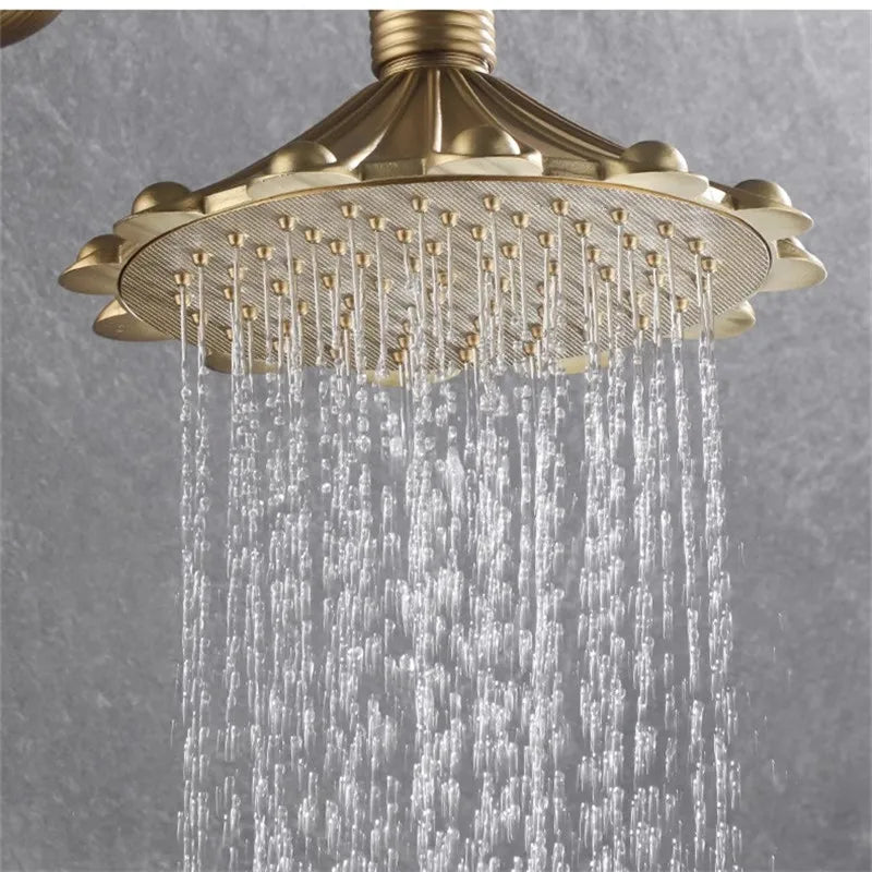 Antique Bronze Carved Bathroom Shower Faucet Set Wall Mounted Bathtub and Shower Faucet Cold & Hot Bath Shower Mixer Tap Brass