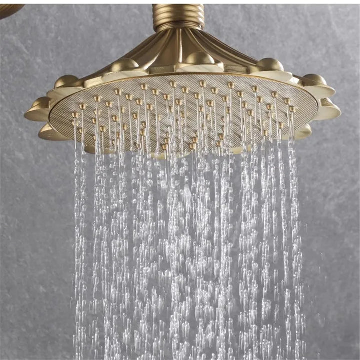 Antique Bronze Carved Bathroom Shower Faucet Set Wall Mounted Bathtub and Shower Faucet Cold & Hot Bath Shower Mixer Tap Brass