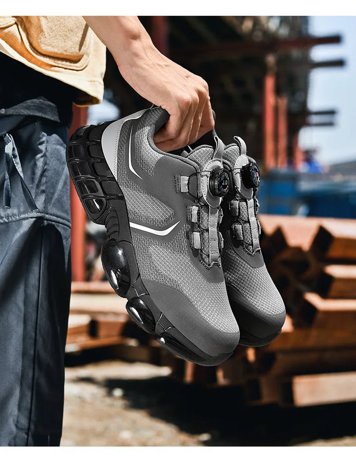 Trendy Steel Toe Shoes Men's Women's Extra Large Size Labor Protection Shoes Anti-impact Lightweight Thick Bottom