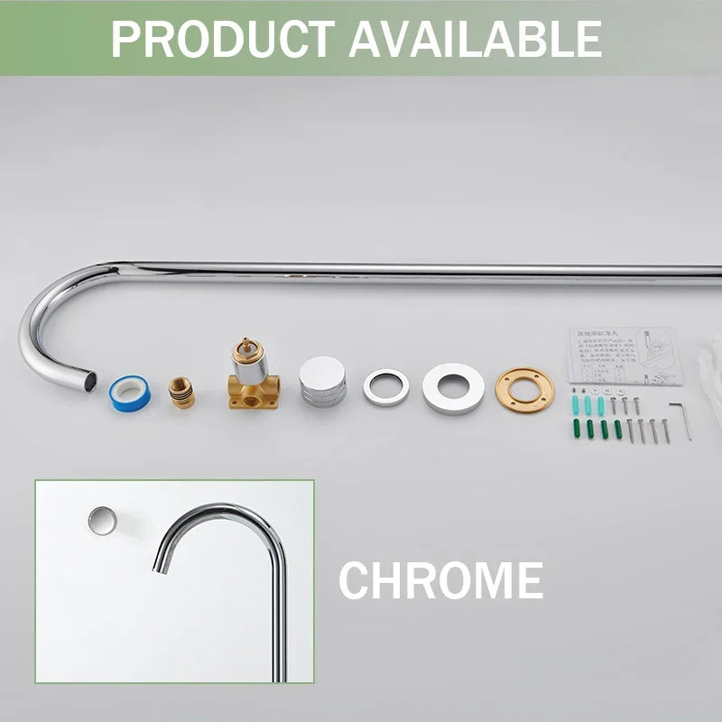 Floor Standing Bathtub Faucet Brass Body Hot Cold Mixer with Handle Rose Gold Independent Faucet Chrome Grey Black