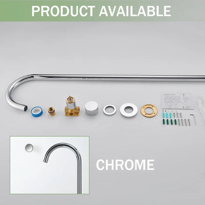 Floor Standing Bathtub Faucet Brass Body Hot Cold Mixer with Handle Rose Gold Independent Faucet Chrome Grey Black