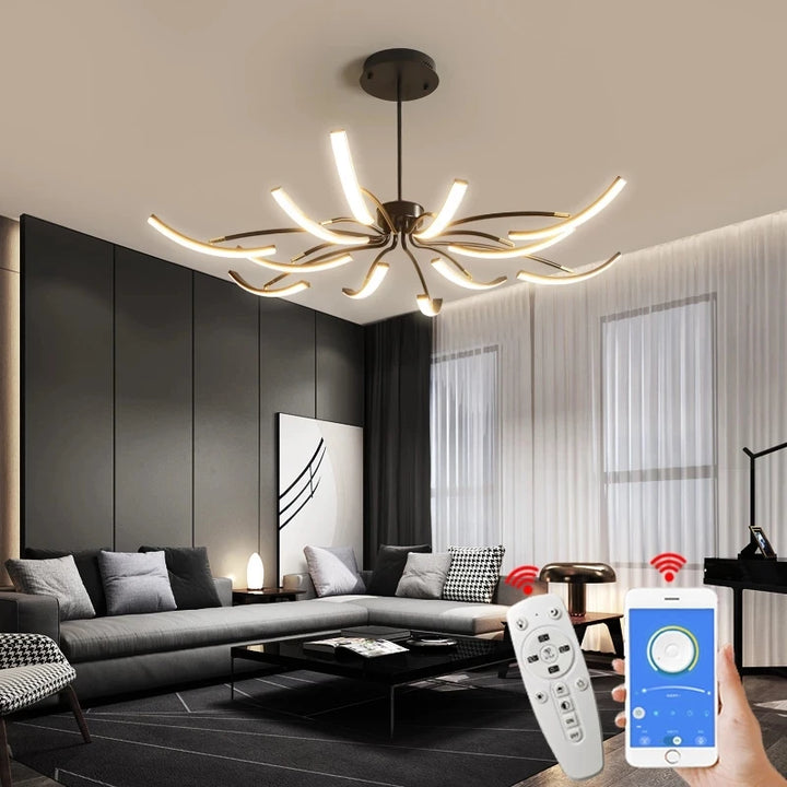 NEO Gleam Black/Gold DIY Modern led Chandelier bedroom study Living Room Suspension luminaire Hanging Chandeliers