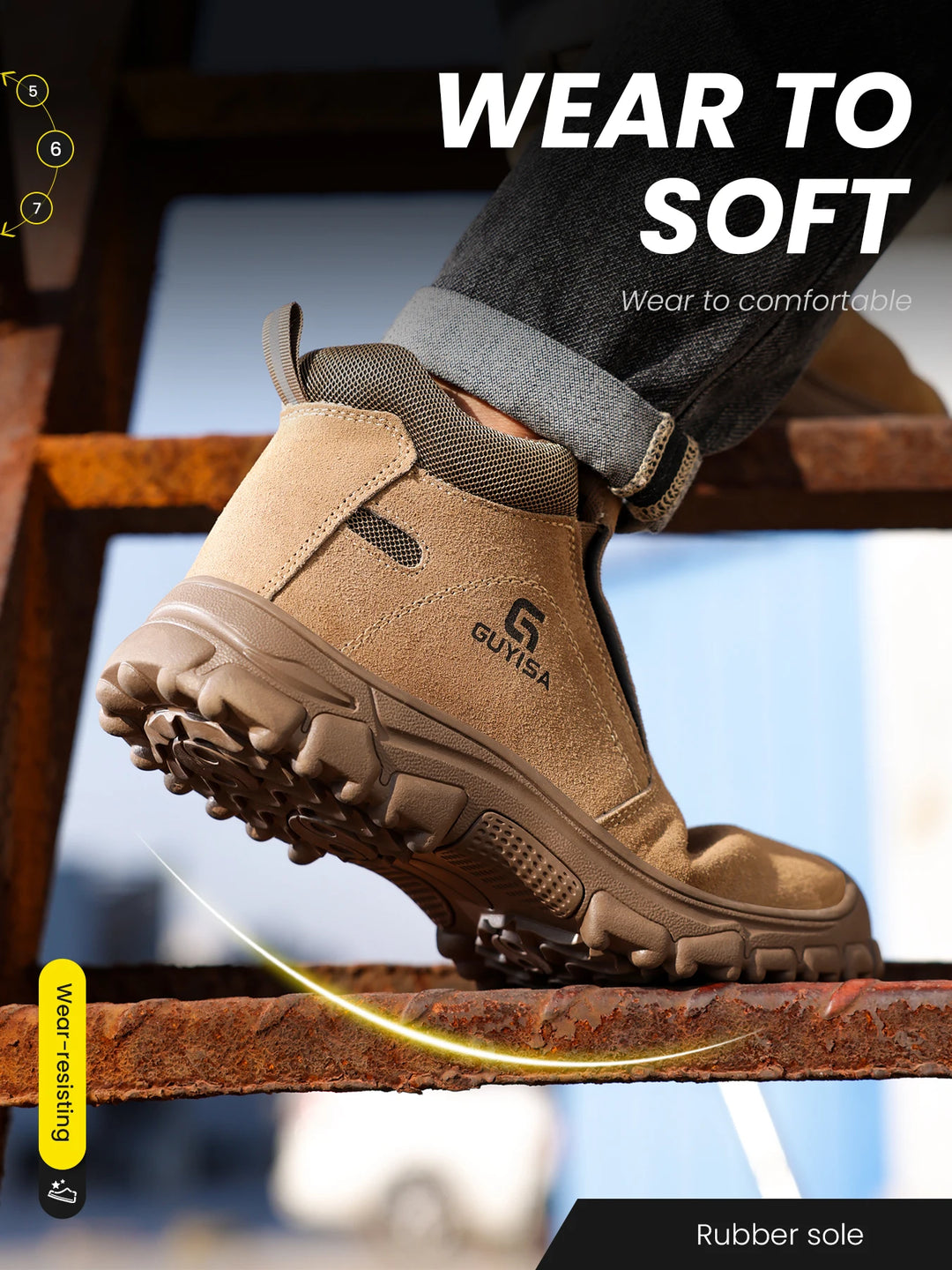 Men's work shoes with anti-crush, anti-puncture and anti-scald rubber soles for all seasons
