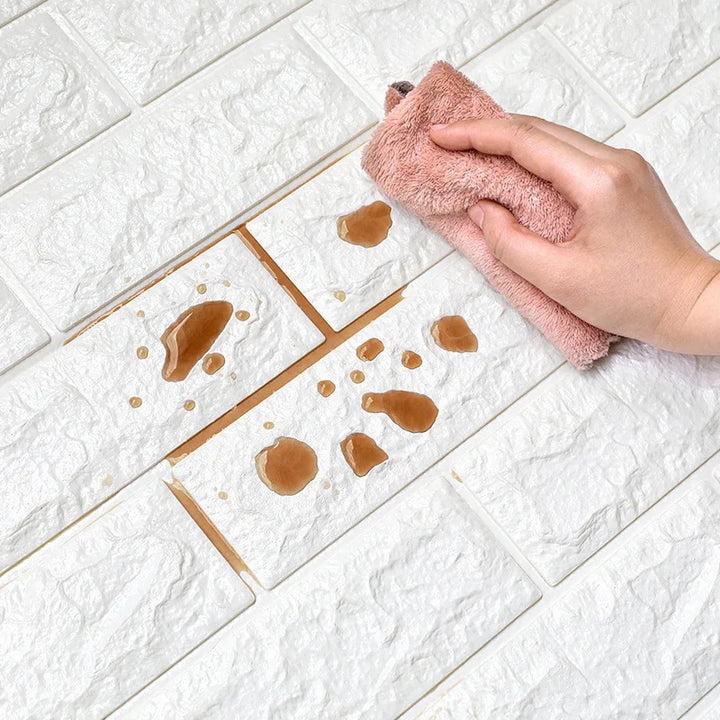 10Pcs Self-Adhesive 3D Wall Sticker DIY Brick Stickers Home Kids Room Kitchen Ceiling Decor No Odor No Pollution Wallpaper 70X77