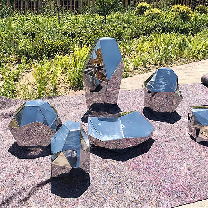 Stainless Steel Geometric Block Surface Stone, Park, Green Forest, Square, Garden, Hotel Mall, Office, Building, Sculpture Ornam