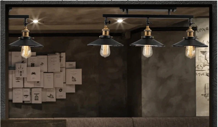Vintage Industrial Black Iron Adjustable Ceiling Light with Mirror Glass Shade 3XE27 Edison Bulbs for Dining Room Home Decor DIY