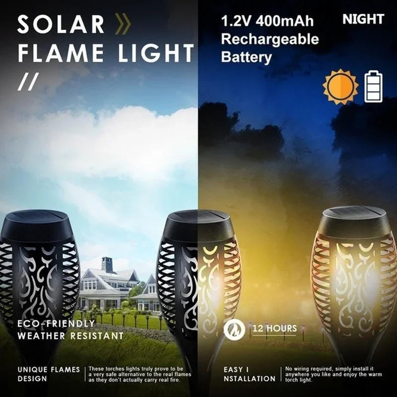 1/2/4/6/8/10Pcs Solar Flame Torch Lights Flickering Light Waterproof Garden Decoration Outdoor Lawn Path Yard Patio Floor Lamps