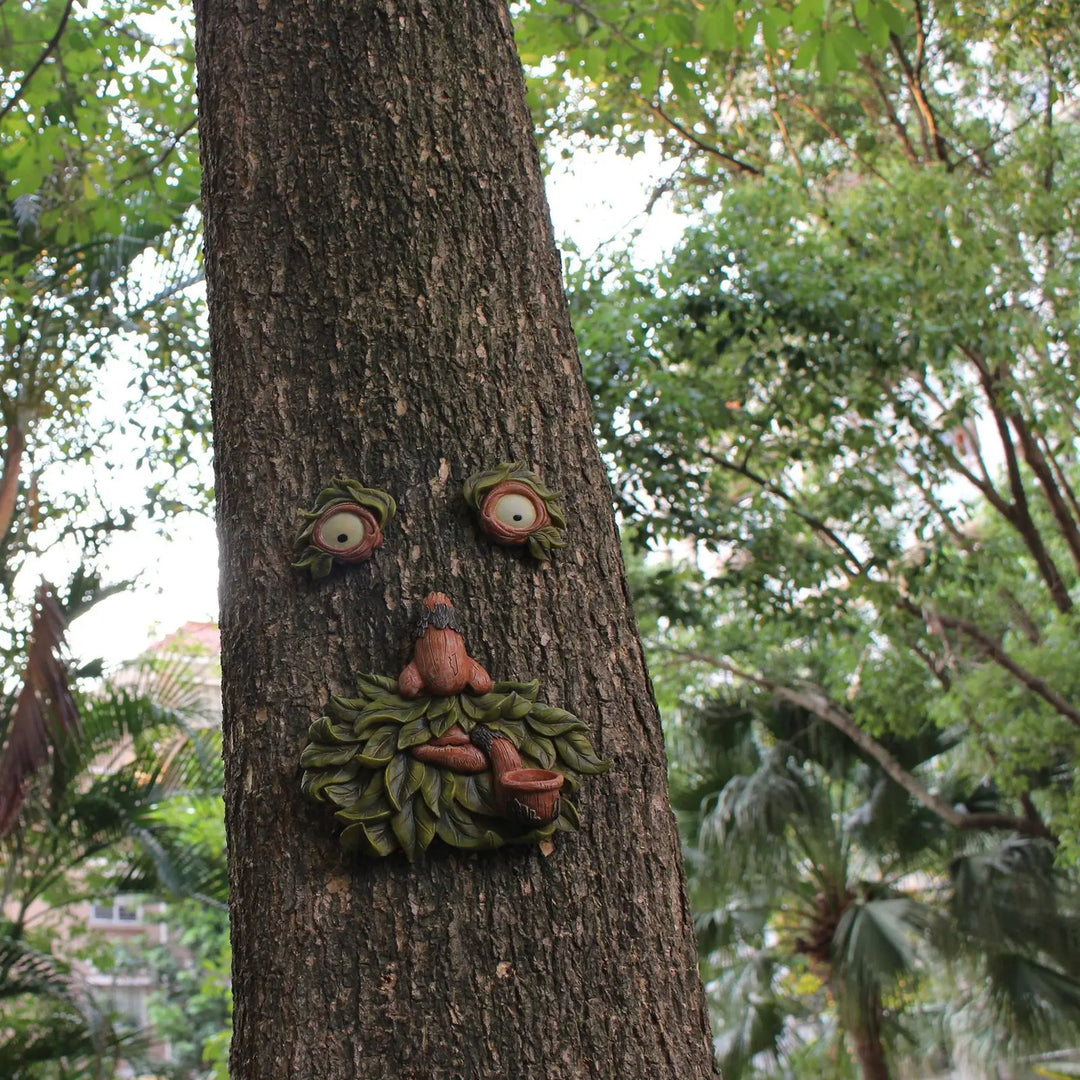 ‌Glowing Resin Tree Face Pipe - Magical Night Light for Outdoor Garden Decor‌