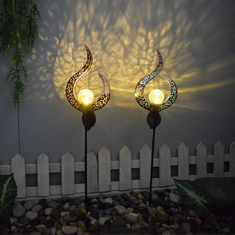 Led Solar Lights Outdoor Waterproof Moon Fire Fairy Lawn Garden Flamingo Lamp for Pathway Landscape Courtyard Garland Decoration