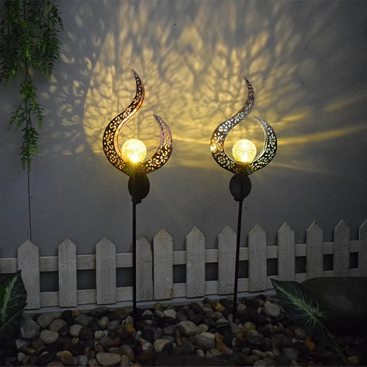 Led Solar Lights Outdoor Waterproof Moon Fire Fairy Lawn Garden Flamingo Lamp for Pathway Landscape Courtyard Garland Decoration