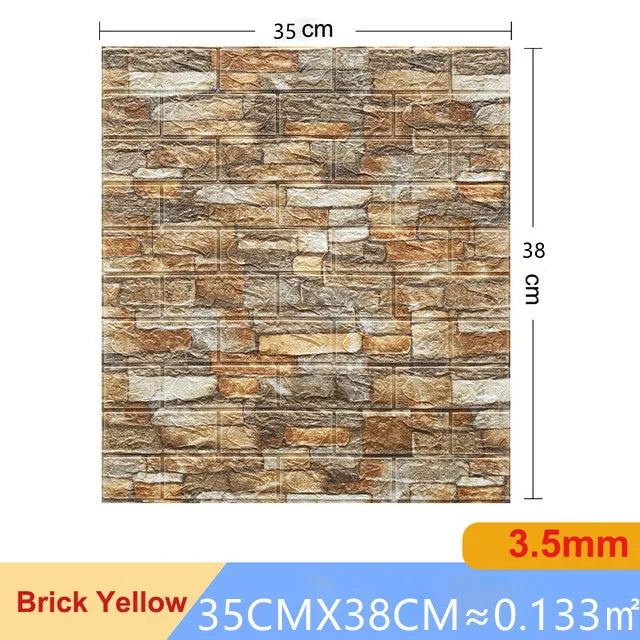 20pcs 35m*38.5cm 3DWall Sticker Solid Color Faux Brick Bedroom Home Decor Waterproof Self Adhesive DIY Living Room Wallpaper