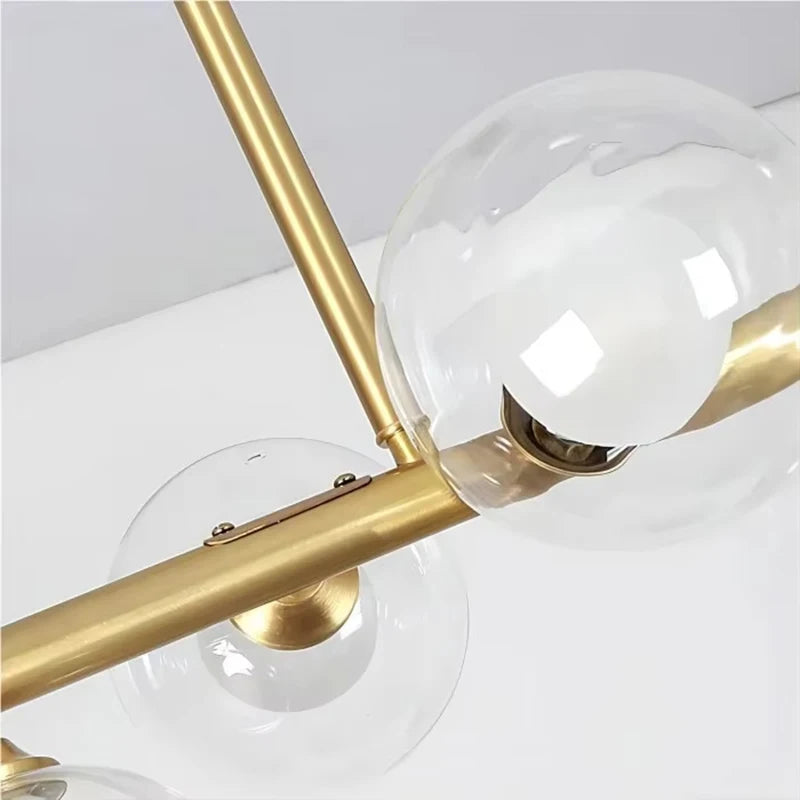 Modern Chandelier Pendant Light 8-Lights Gold & White Glass Pendant Lighting Globe Dining Light Fixture for Living Room Kitchen