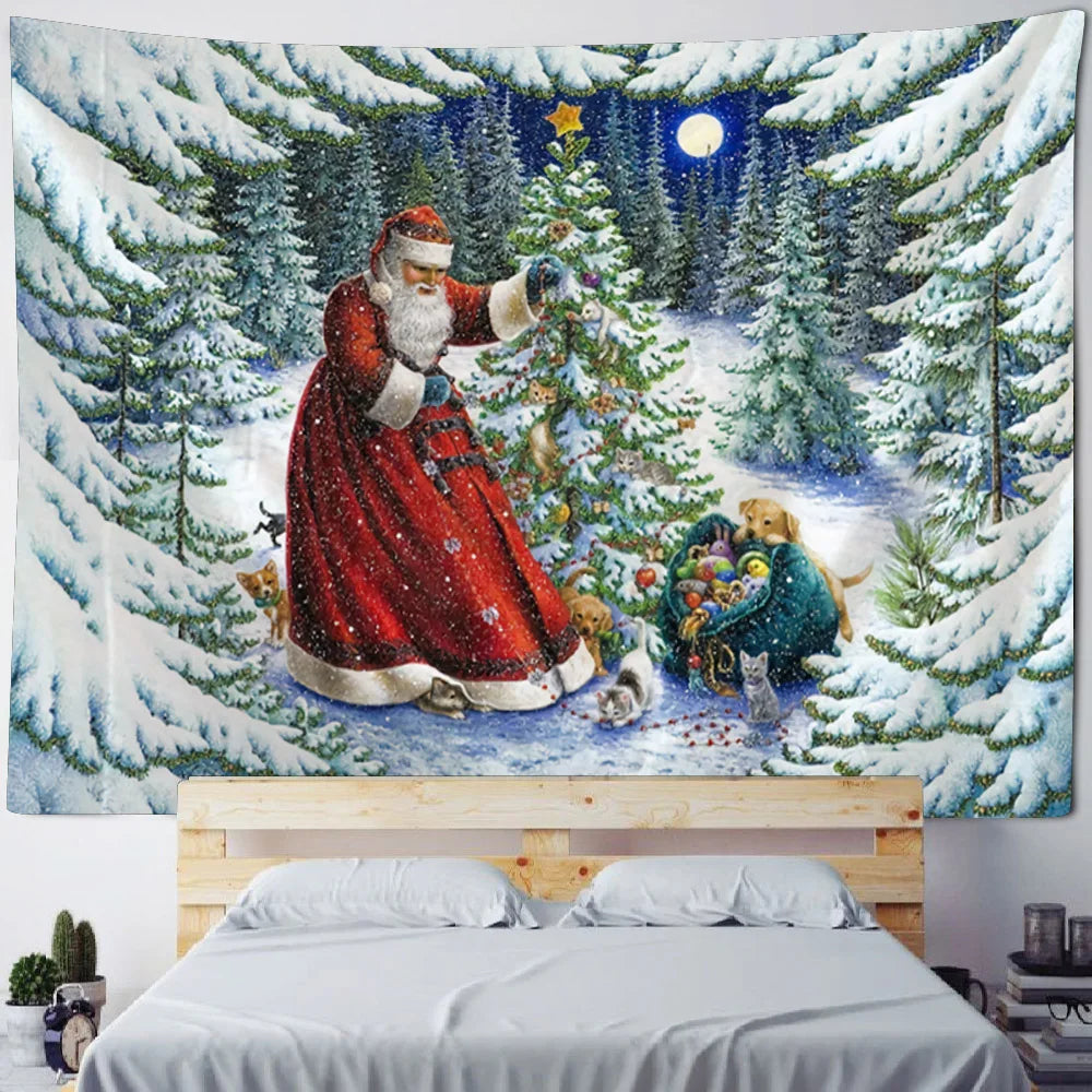 Christmas decoration tapestry, wall hanging, reindeer, Bohemian style, hanging on the wall, room decoration