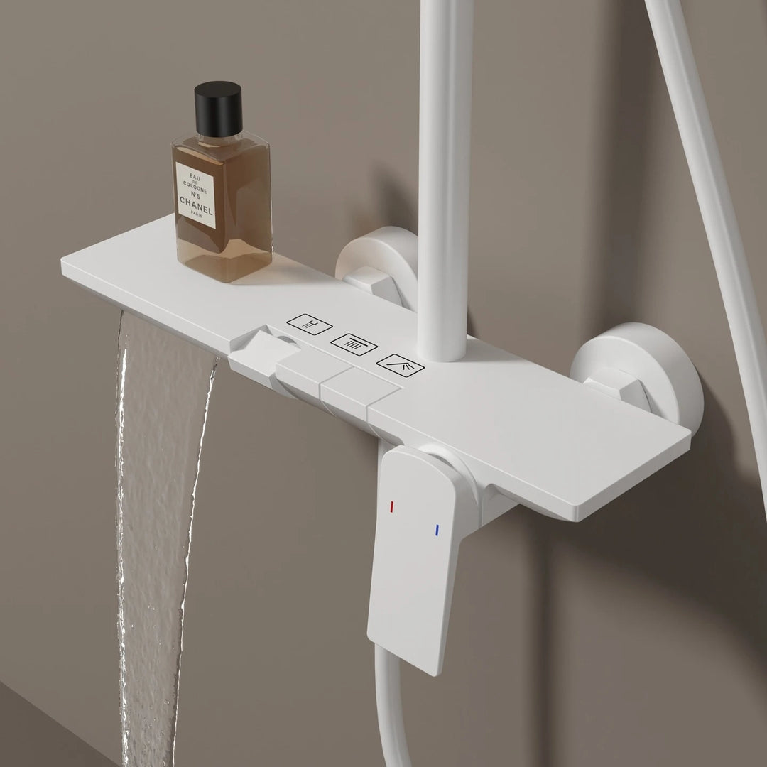 Brushed Rose Gold Piano Bathroom Shower Set Brass Hot Cold Bathroom Mixer Faucet Rain Shower Head Hot Cold Piano Shower System
