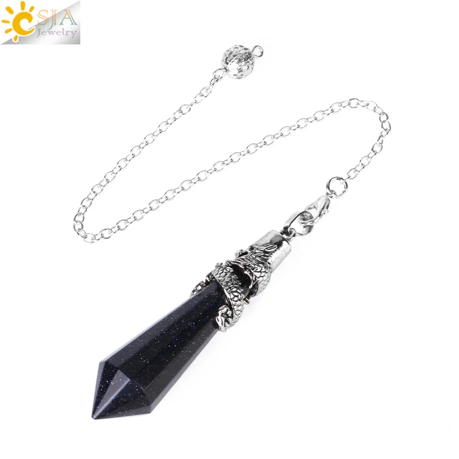 CSJA Dragon Crystals Pendulums for Dowsing Natural Stone Quartz Pendant Divination Pendulum 12 Faceted Balancing Pendulo H024
