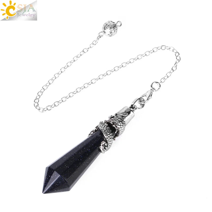 CSJA Dragon Crystals Pendulums for Dowsing Natural Stone Quartz Pendant Divination Pendulum 12 Faceted Balancing Pendulo H024
