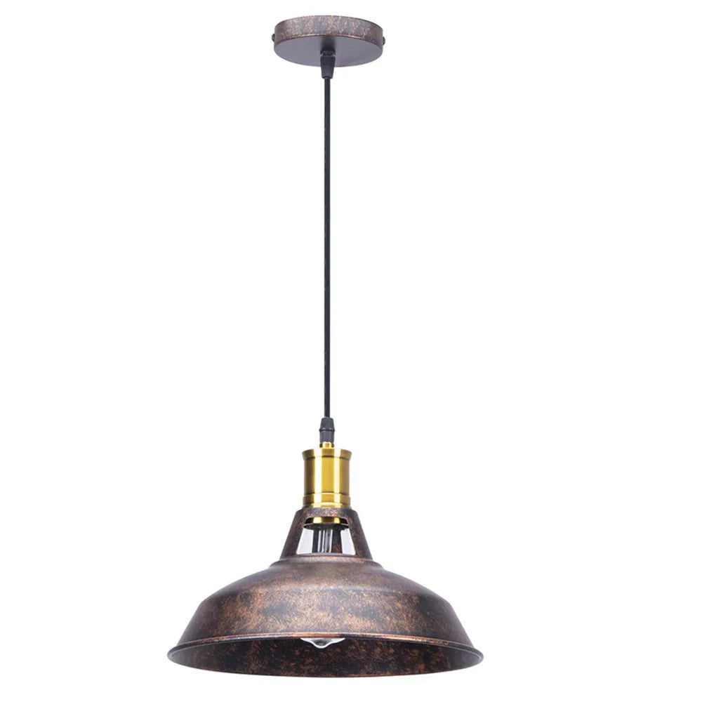 Vintage Bronze Black Metal Hanging Lamp Shade Edison Pendant Light Industrial Lamp