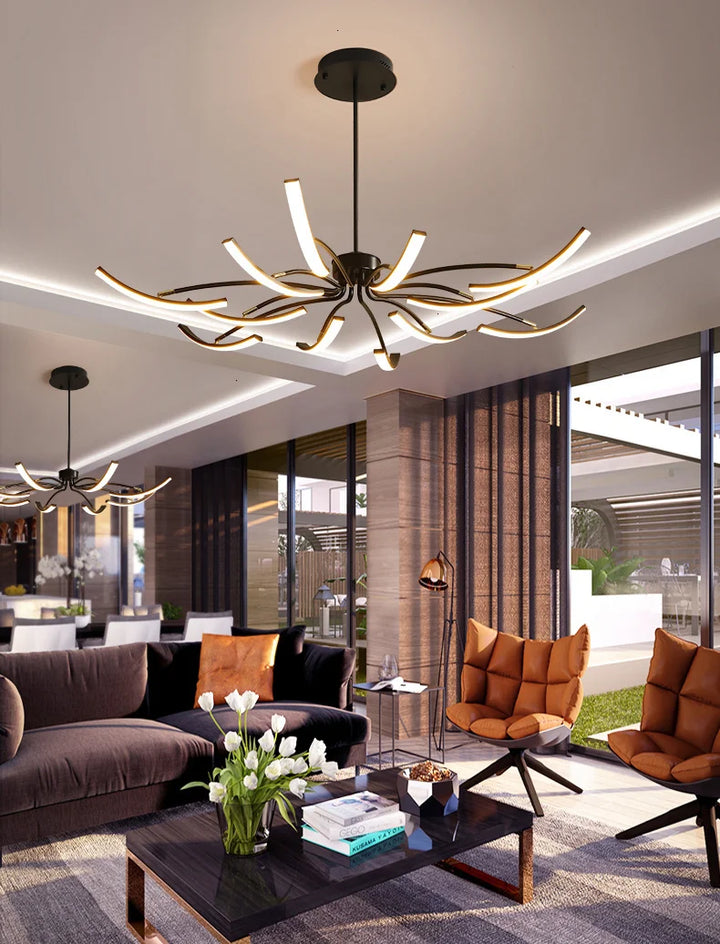 NEO Gleam Black/Gold DIY Modern led Chandelier bedroom study Living Room Suspension luminaire Hanging Chandeliers