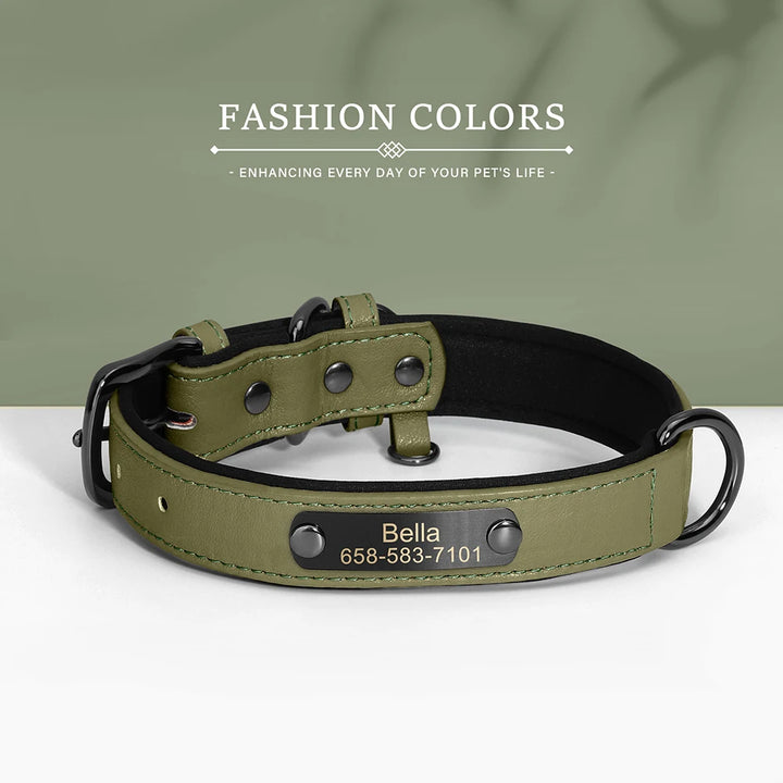 Personalized Dog Collar PU Leather Dog Collars Free Engraving Pet ID Collars Adjustable For Small Medium Large Dogs Pitbull