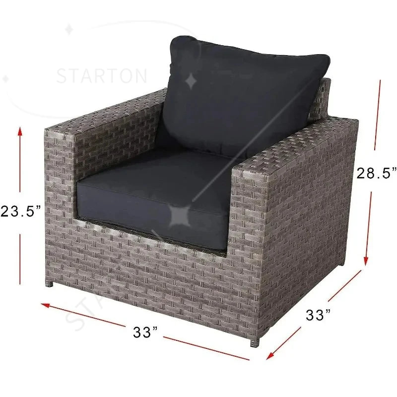 Outdoor Garden Pe Rattan Wicker Sofa Furniture Set Of 9 Pieces
