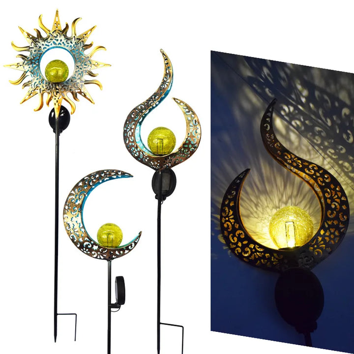 Led Solar Lights Outdoor Waterproof Moon Fire Fairy Lawn Garden Flamingo Lamp for Pathway Landscape Courtyard Garland Decoration