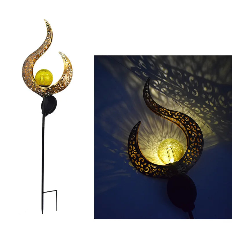 Led Solar Lights Outdoor Waterproof Moon Fire Fairy Lawn Garden Flamingo Lamp for Pathway Landscape Courtyard Garland Decoration