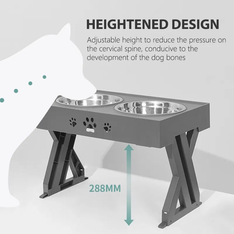 Dogs Double Bowls with Stand Adjustable Height for Medium Big Dog