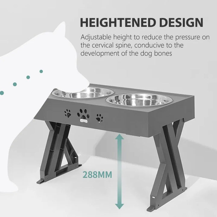 Dogs Double Bowls with Stand Adjustable Height for Medium Big Dog