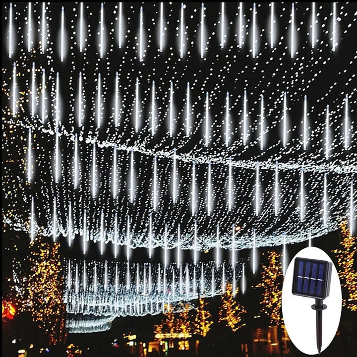 30/50cm Solar Meteor Shower LED Holiday Fairy String Light 8 Tubes Outdoor Waterproof Garden Street Garland