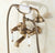 Vintage Retro Antique Brass Double Ceramic Handles Wall Mounted Claw Foot Bathroom Tub Faucet Mixer Tap With Handshower mtf152