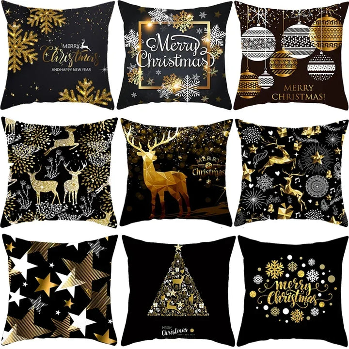 1pcs/set Christmas Black Gold Cushion Cover Merry Christmas Decorations for Home