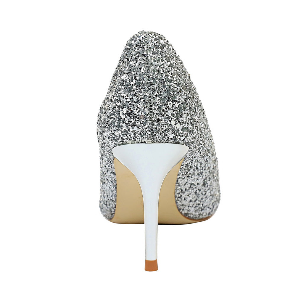 Women 7cm 9.5cm High Heels Bling Pumps Sparkly Heels