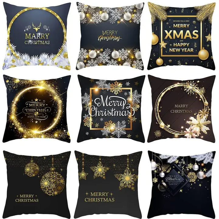 1pcs/set Christmas Black Gold Cushion Cover Merry Christmas Decorations for Home