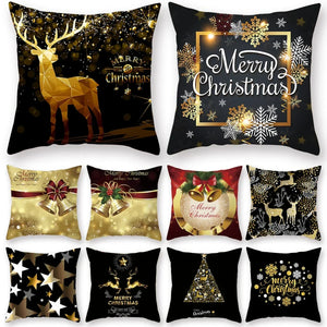 1pcs/set Christmas Black Gold Cushion Cover Merry Christmas Decorations for Home