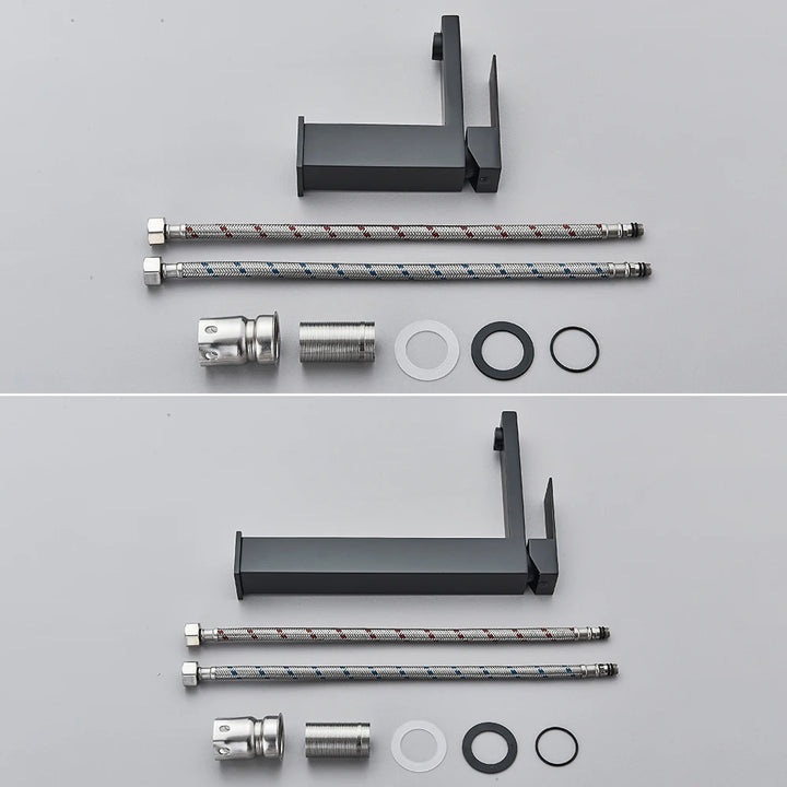 Brushed Nickel Basin Faucet Black Bathroom Faucet Deck Mounted Basin Sink Tap Mixer Hot & Cold Water Stainless Steel Faucet