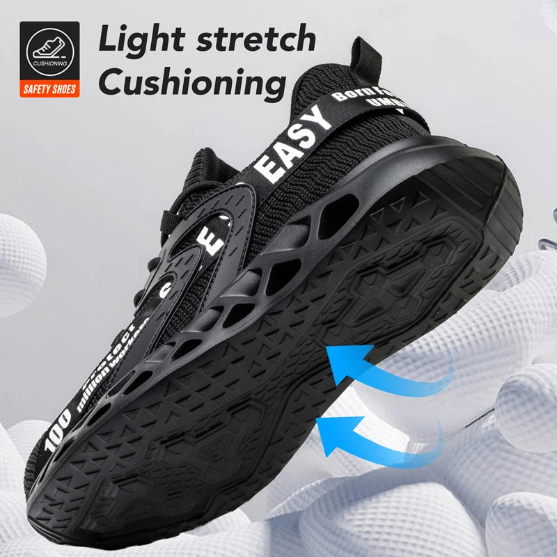 New Safety Shoes Men Breathable Light Work Sneakers Steel Toe Shoes Anti-smash Anti-puncture Indestructible Shoes Large Size 50