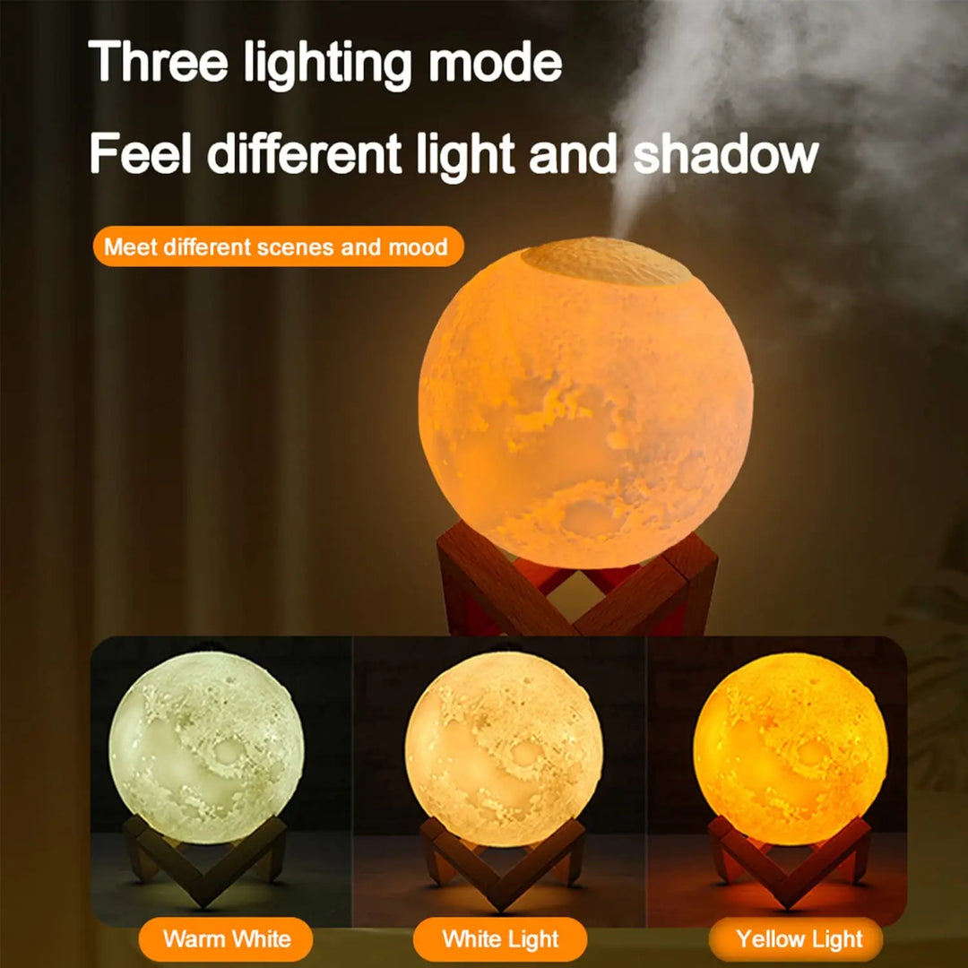 800ml Moon Essential Oil Aroma Diffuser USB Power Cord Ultrasonic Noiseless Cool Mist  Adjustable Color Lights Air Humidifier