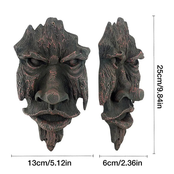 Bark Ghost Face Facial Features  Greenman Tree  Resin Garden Outdoor Sculpture